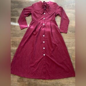 BUTTON FRONT TIE NECK SATIN SHIRT DRESS